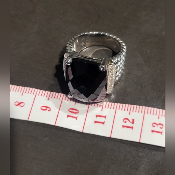 David Yurman Sterling Silver Wheaton 14x20mm Black Onyx & Diamond Ring - Picture 16 of 16